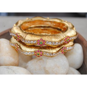  Multigemstone Floral Kada Bangles
